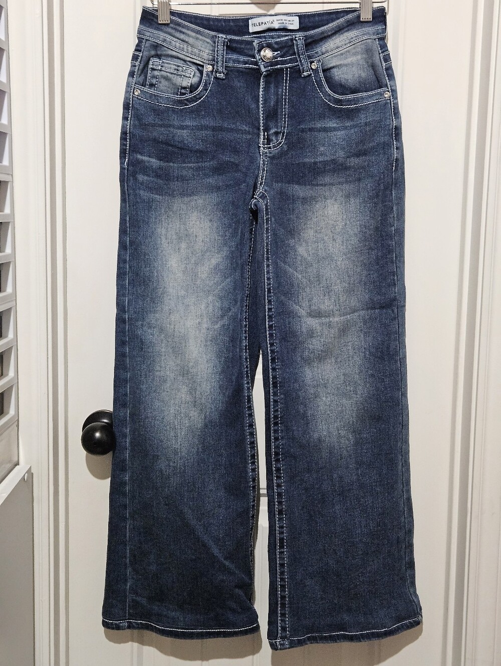 TELEPATIA Women's Wide Leg Jeans Blue Denim